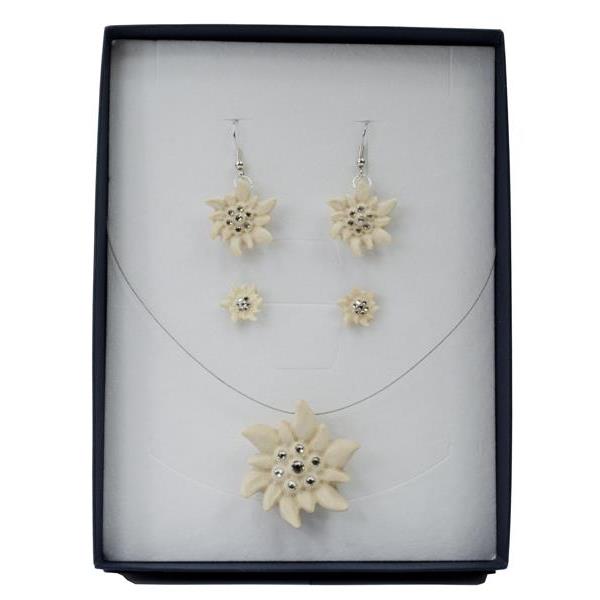 Set of jewels EDELWEISS with necklace and earrings - natural with cristal