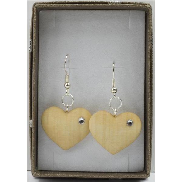 hearts earrings - natural with cristal