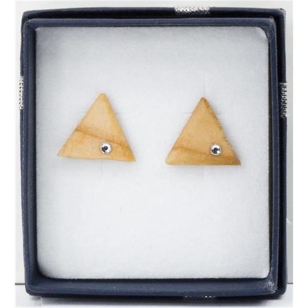 Triangle earrings - natural with cristal