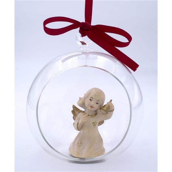 Angel with bell in glass ball  - gold board