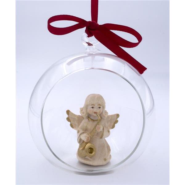 Angel with saxophon in glass ball  - gold board