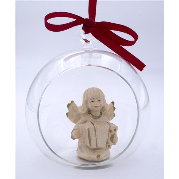 Angel with accordion in glass ball  - gold board